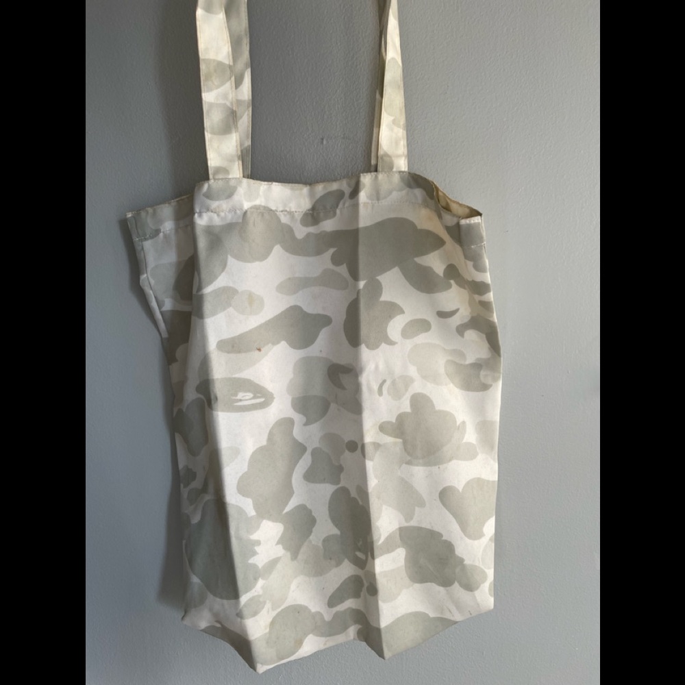 Bape Tote Bag in White/Grey Camo